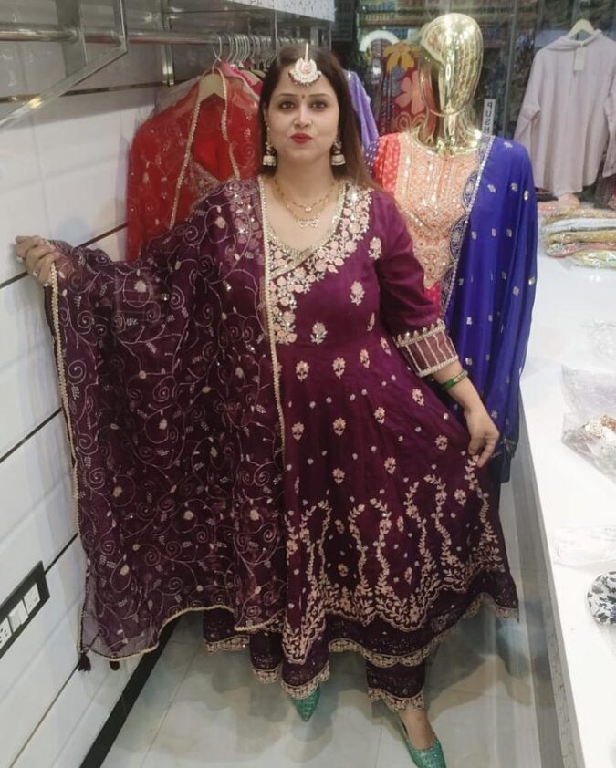 Cotton three pec Anarkali - Image 2