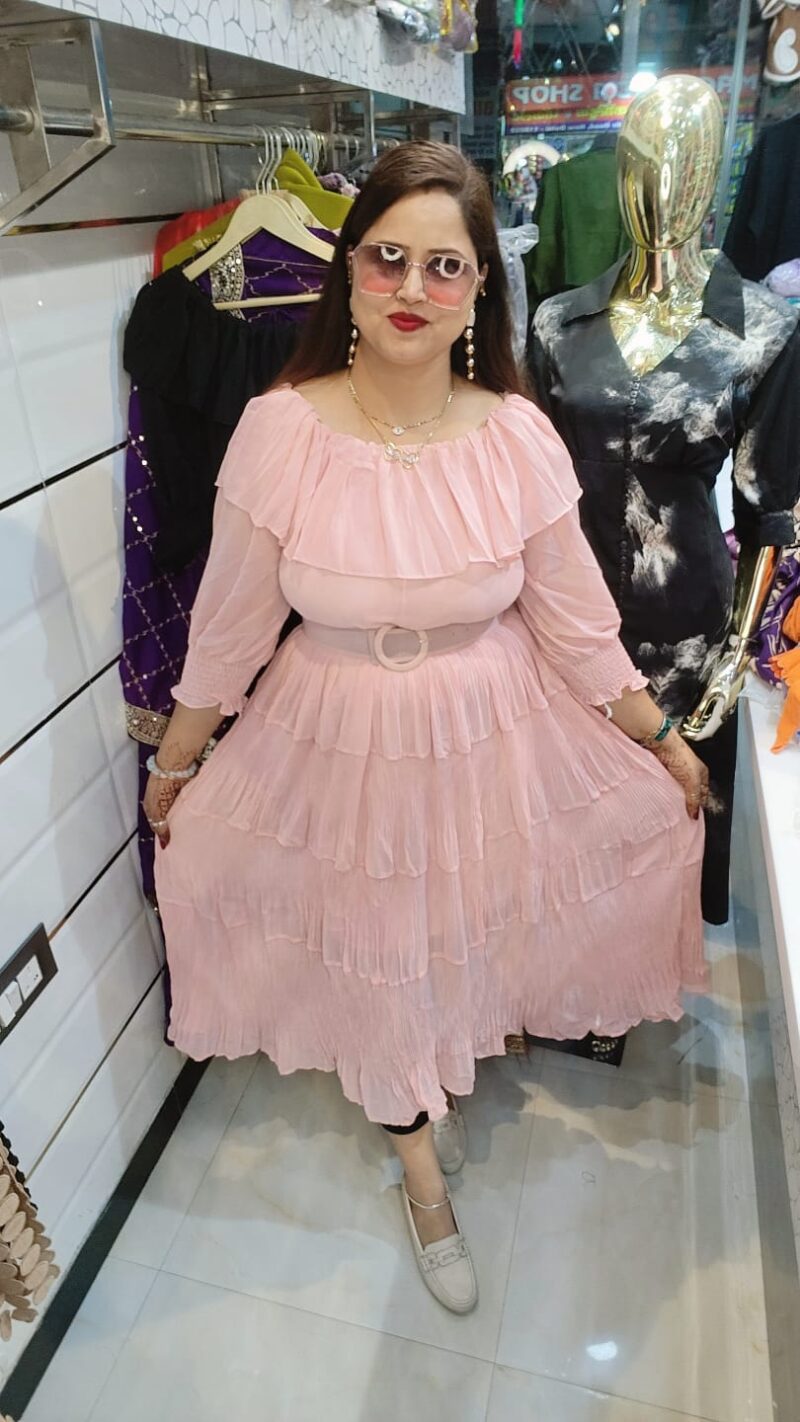 Georgette fabric Freel dress with belt - Image 2