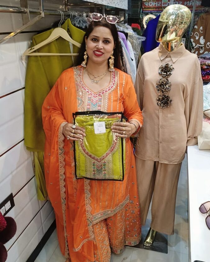 Three pec party wear suit Zari work - Image 2