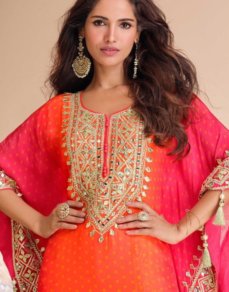 Natural crepe kaftan set - Image 2